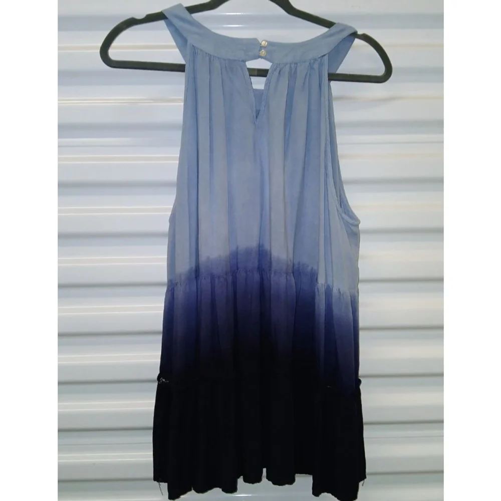Women's UNIQUE SPECTRUM Blue Navy Ombre Tank Top 2X - Picture 4 of 7